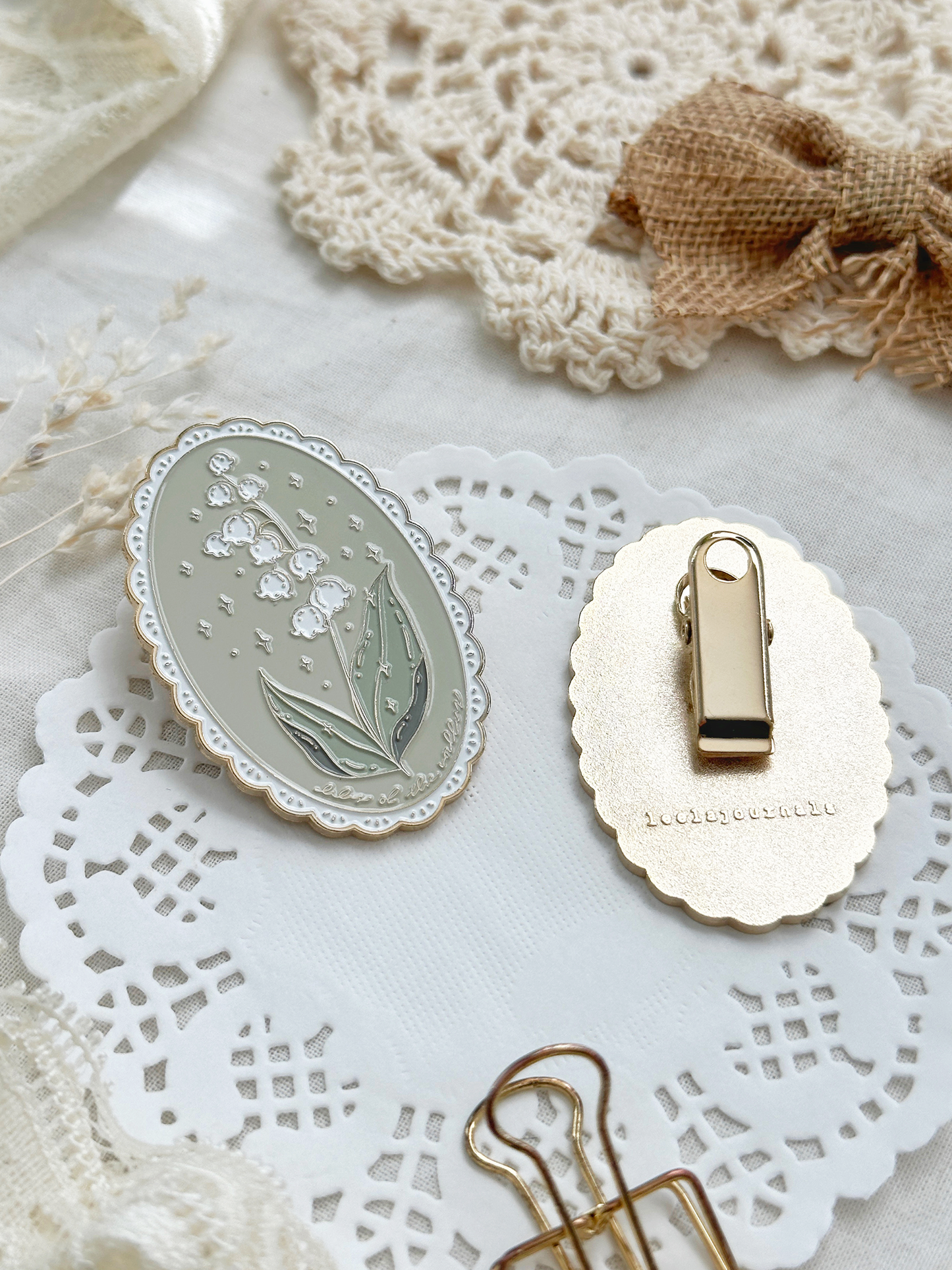 Leela Journals Lily of the valley enamel journaling clip