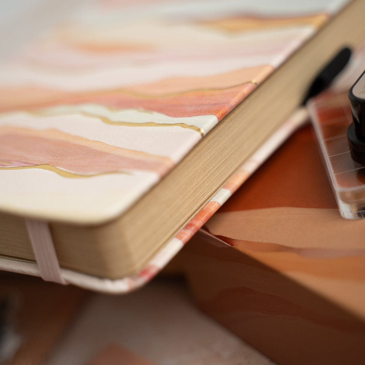 Archer & Olive Layers of Light Traveler’s notebook with gold foil details and kraft pages