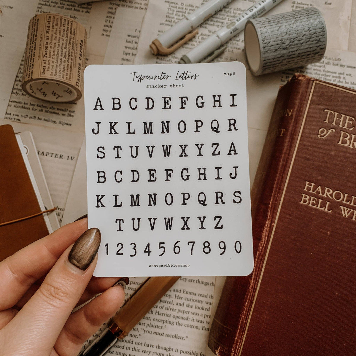 Typewriter Letters Sticker Sheet (uppercase)