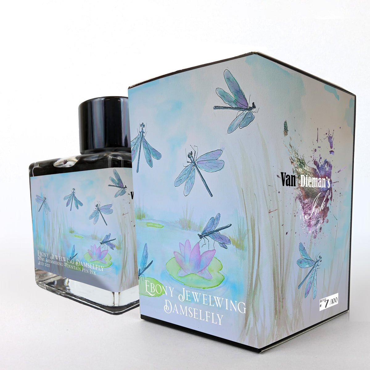 2025 Ink of the Month - Ebony Jewelwing Damselfly - 4ml Fountain Pen Ink Sample