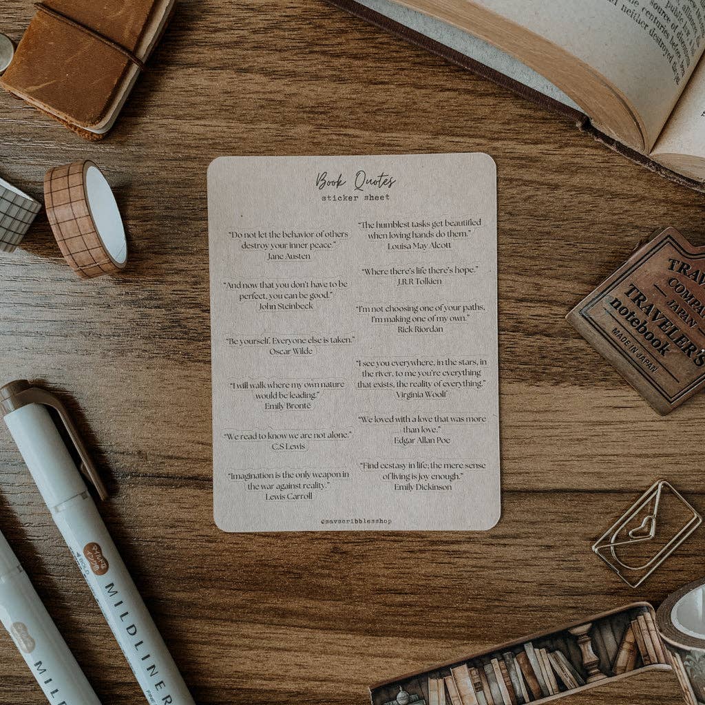 Bookish Quotes Sticker Sheet