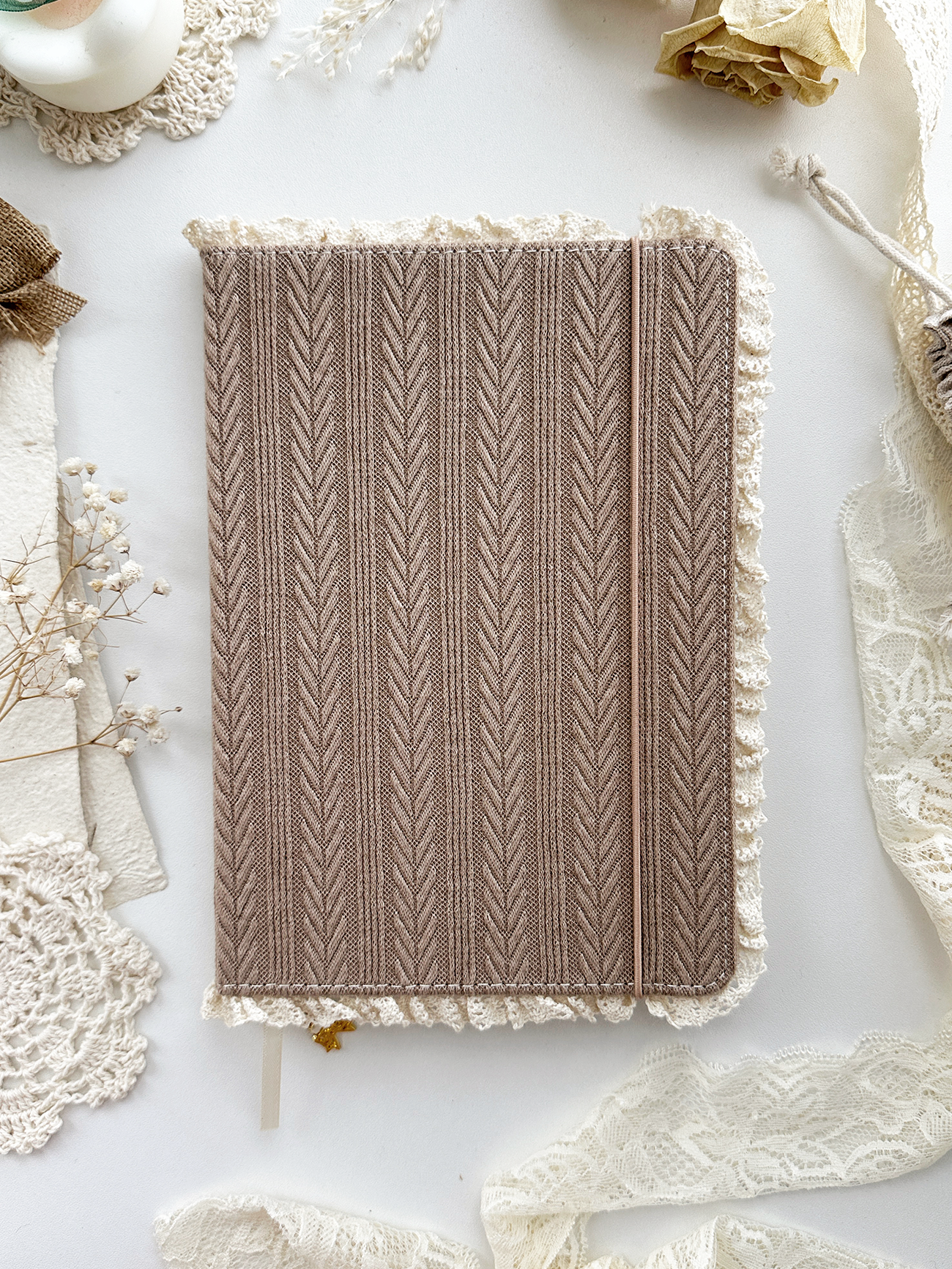 Leela A5 brown sweater lace notebook