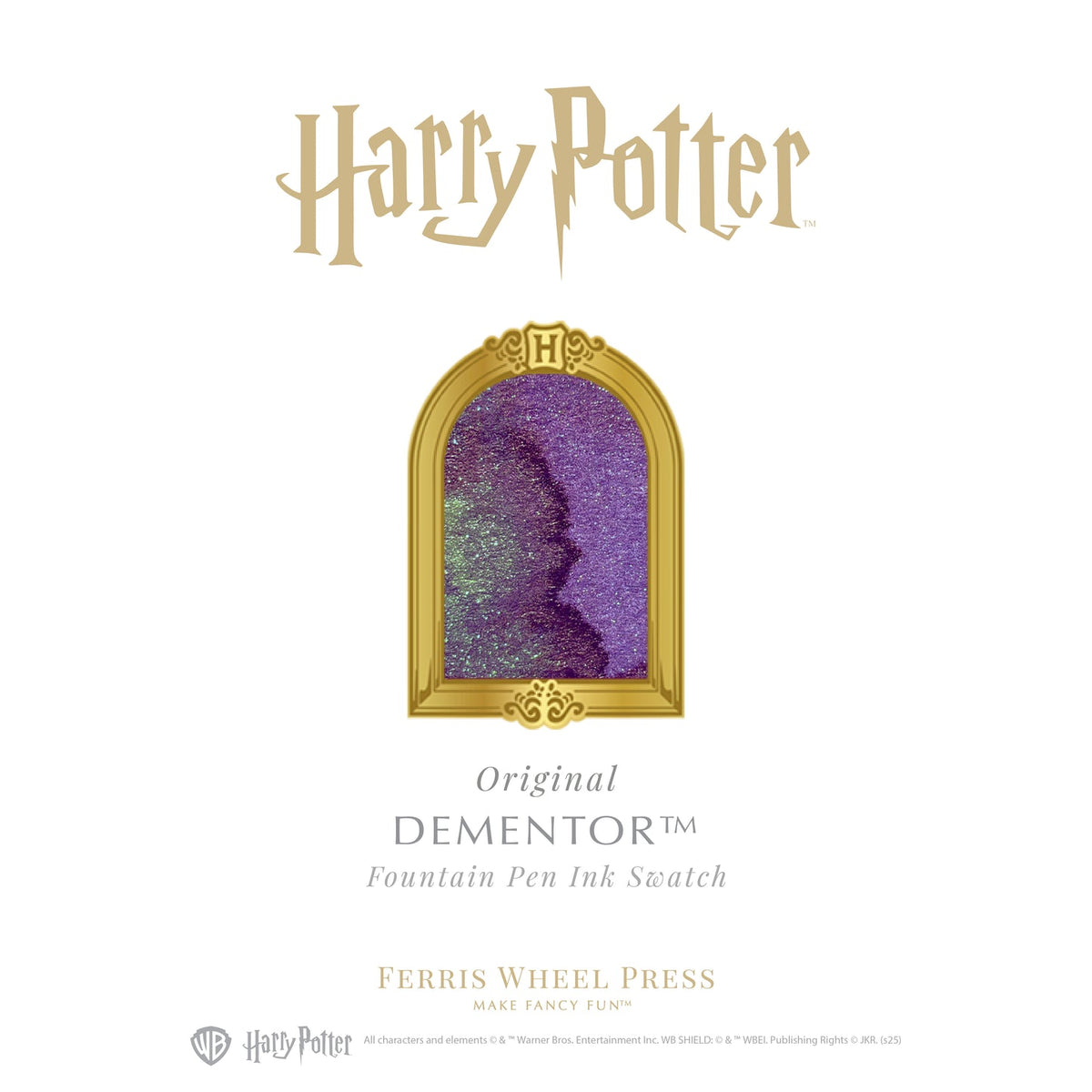 Dementor Harry Potter Patronus fountain pen ink swatch showing the 25th Anniversary shimmer ink color for bottle or 4 mL sample