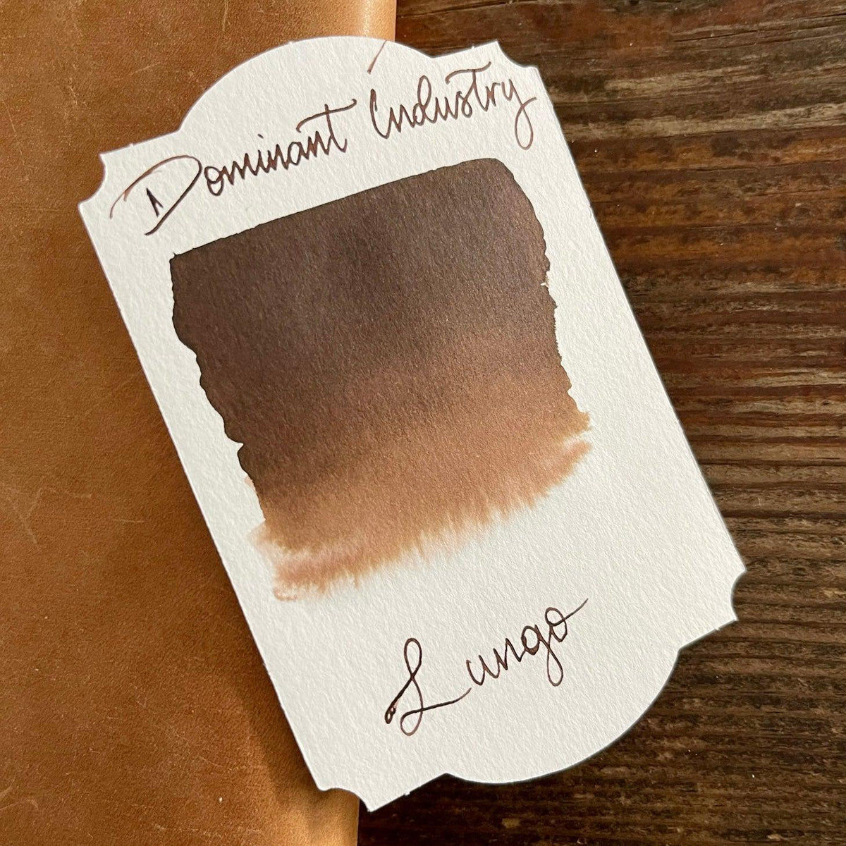 Dominant Industry Lungo No. 116 warm coffee brown fountain pen ink swatch showing shading