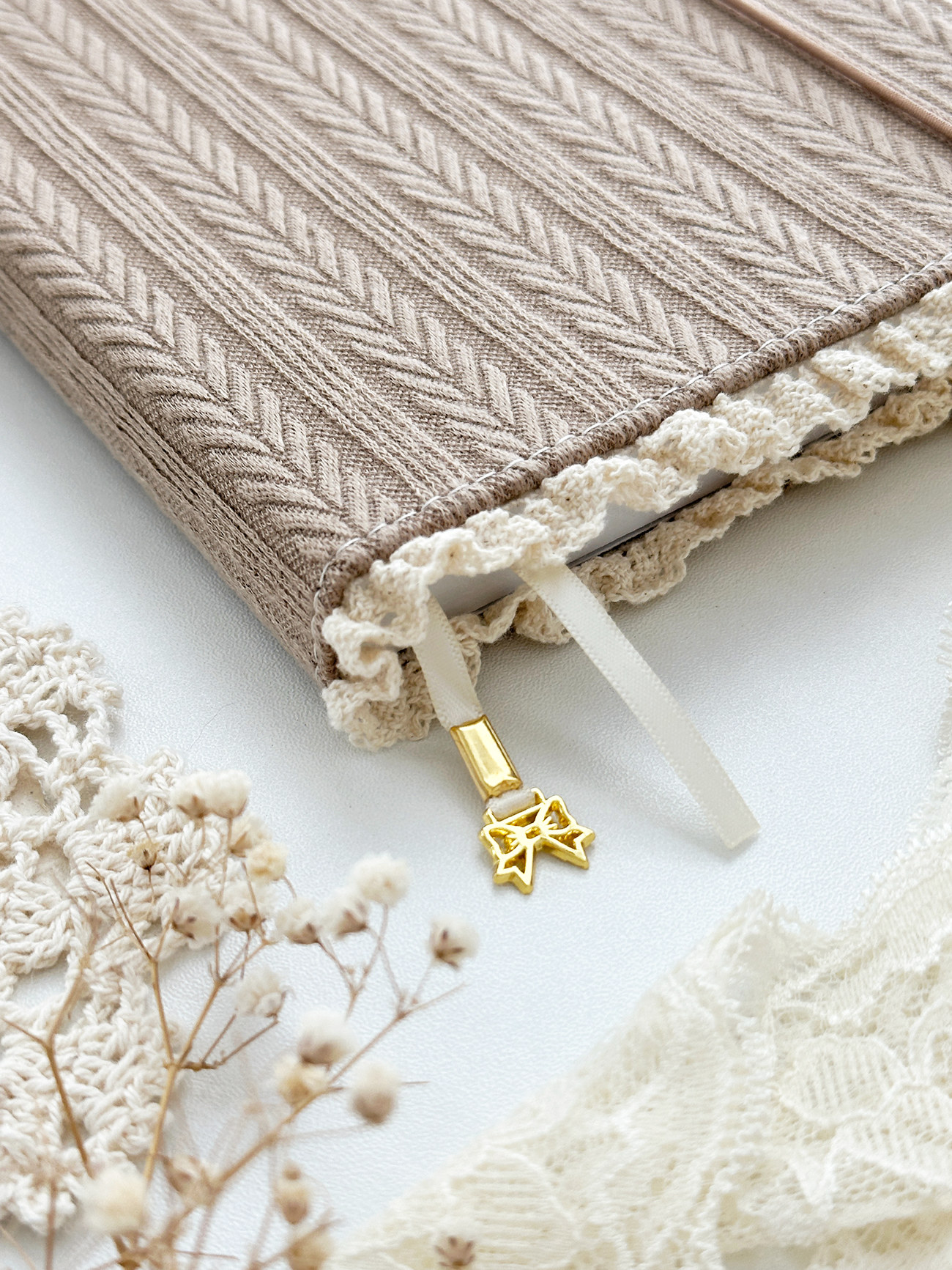 Leela A5 brown sweater lace notebook
