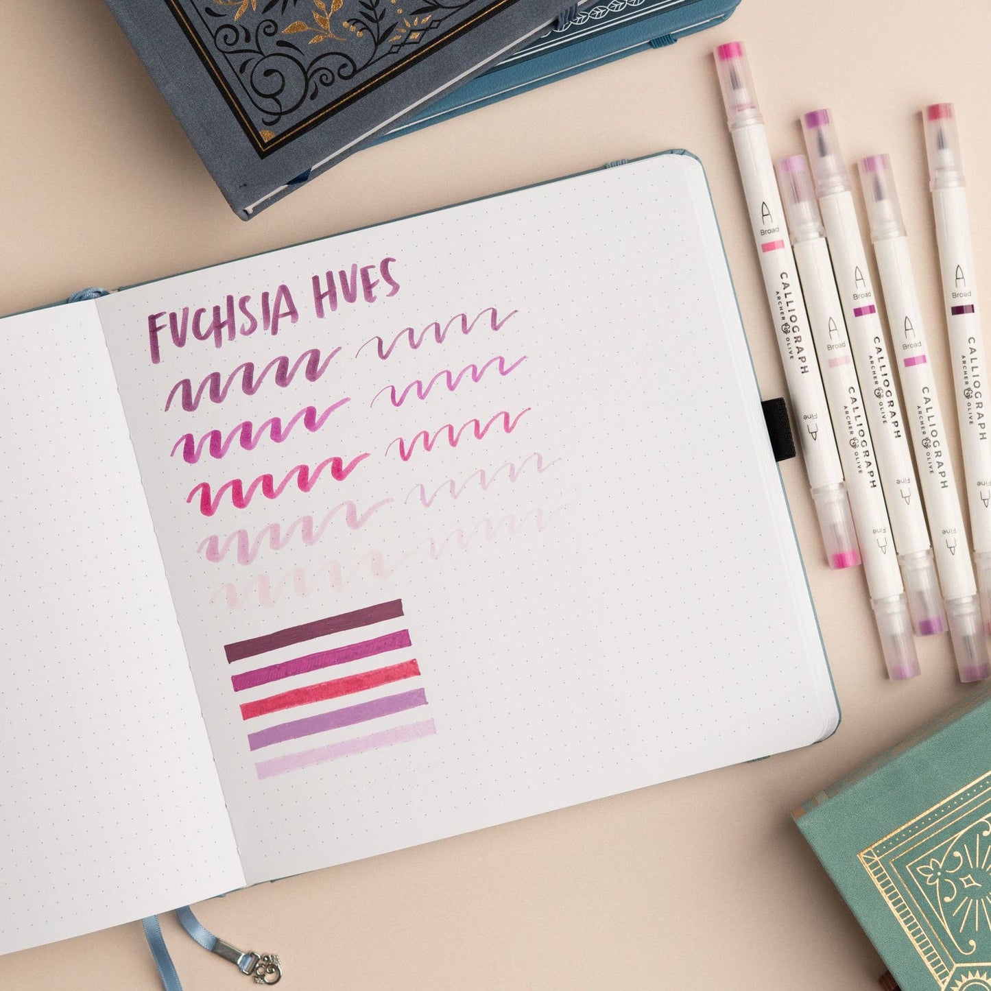 Fuchsia Hues Sets of 5: Acrylograph