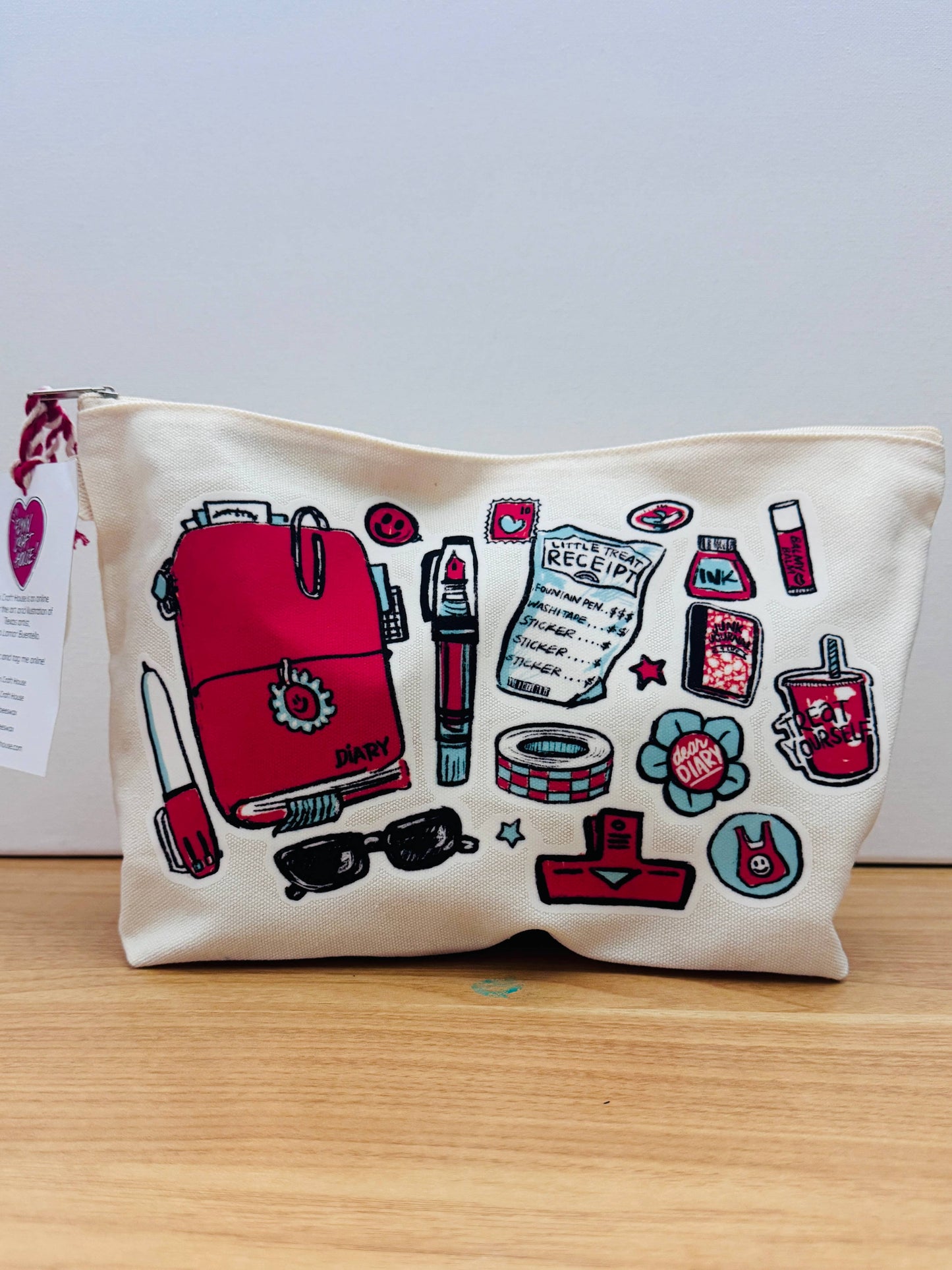 Zippered Canvas Pencil Pouch: Latte