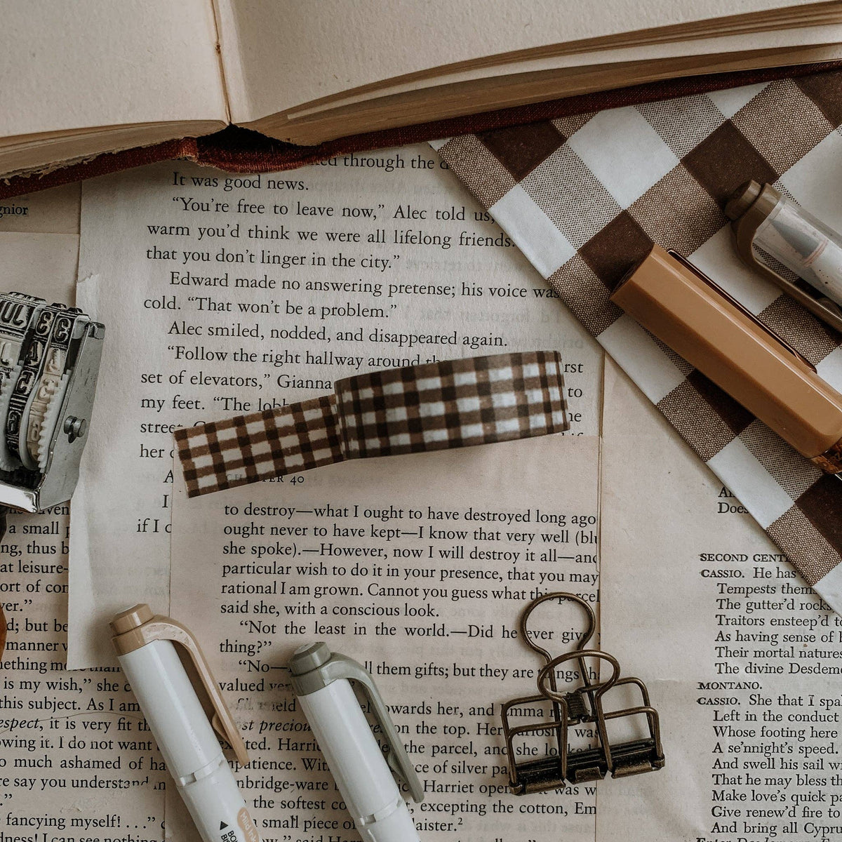 Brown Gingham Washi Tape