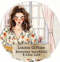 woman with text overlay 'London Giffies Everyday beautiful & slow life'.