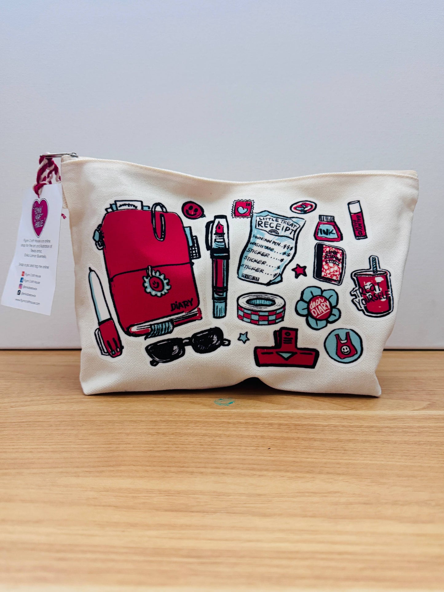Zippered Canvas Pencil Pouch: Latte
