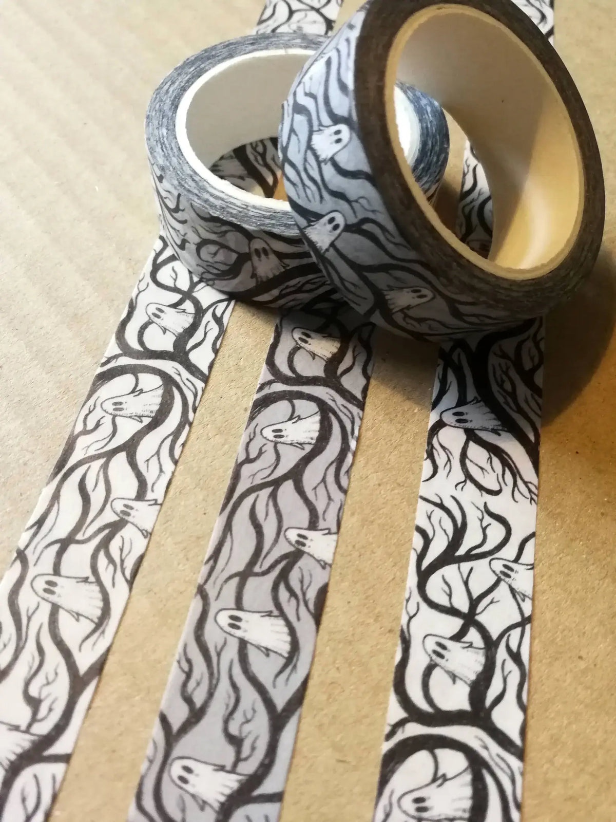 Spooky Branches white ghost washi tape by Jon Turner Illustration