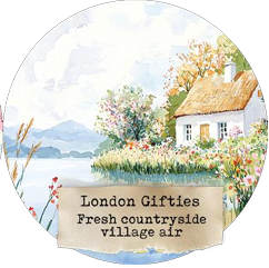a scenic village design and 'London Gifties' text.