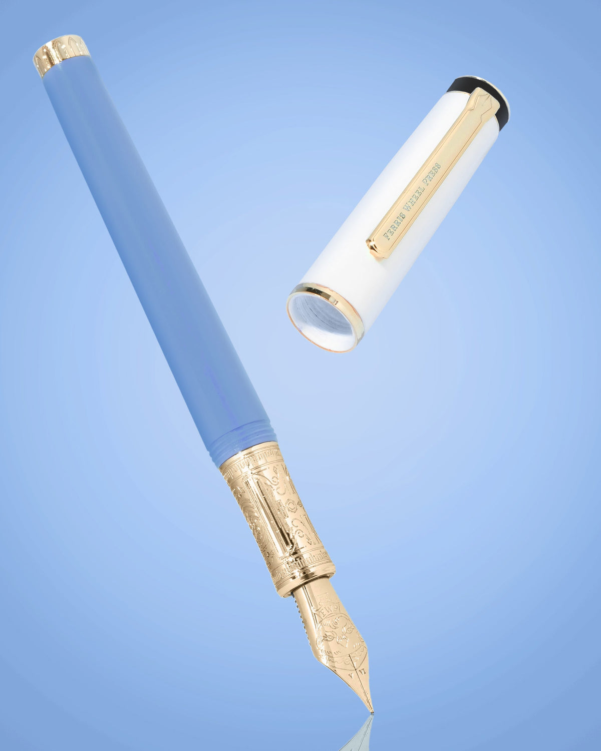 Ferris Wheel Press The Masque resin fountain pen and ink set – Blue detail