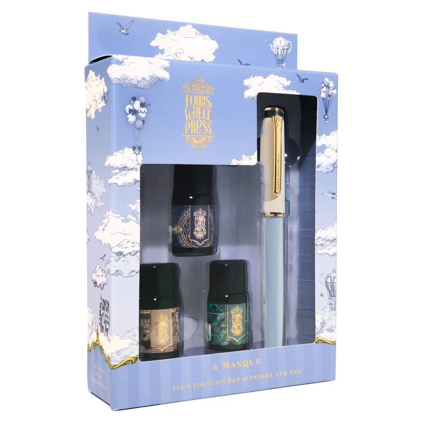 Ferris Wheel Press The Masque resin fountain pen and ink set – Blue