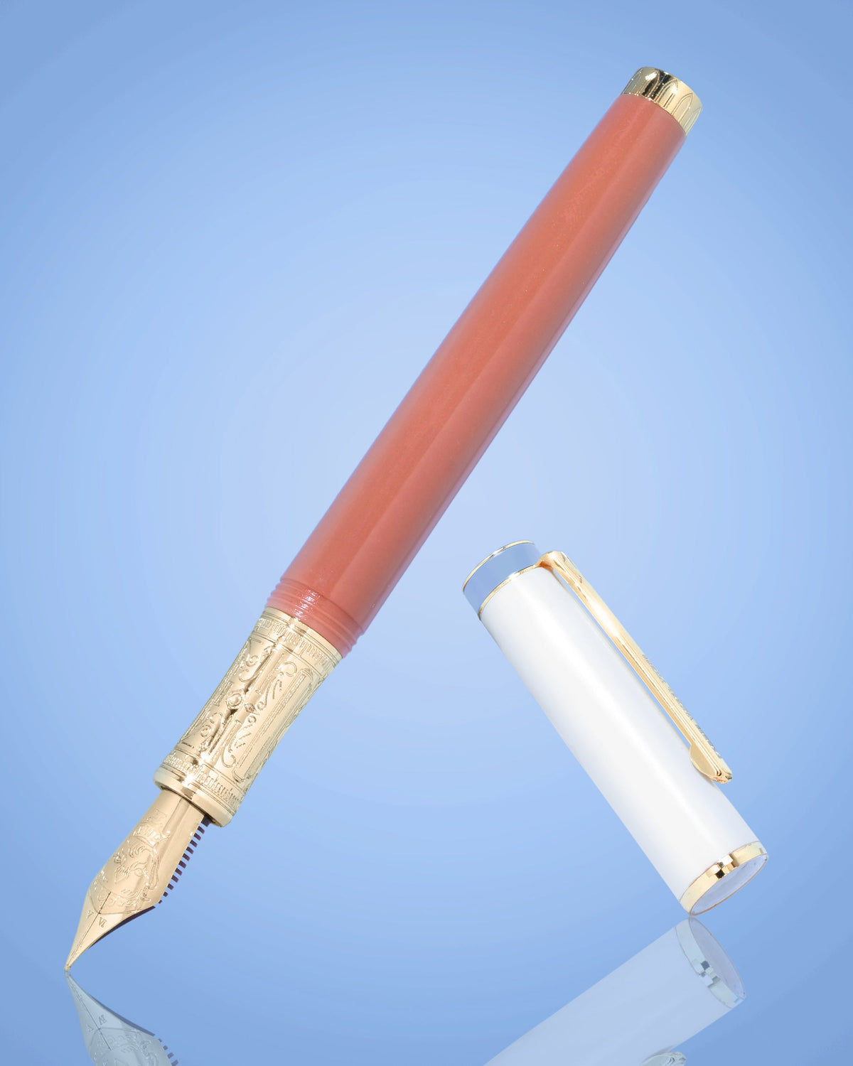 Ferris Wheel Press The Masque resin fountain pen and ink set – Coral detail