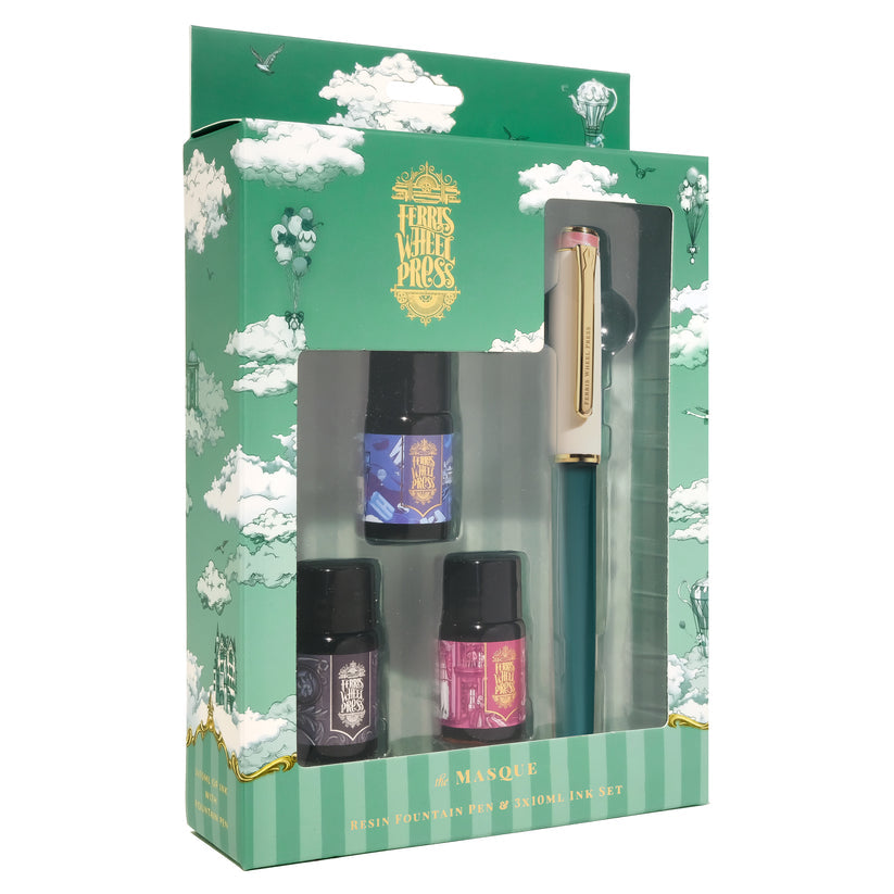Ferris Wheel Press The Masque resin fountain pen and ink set – Teal