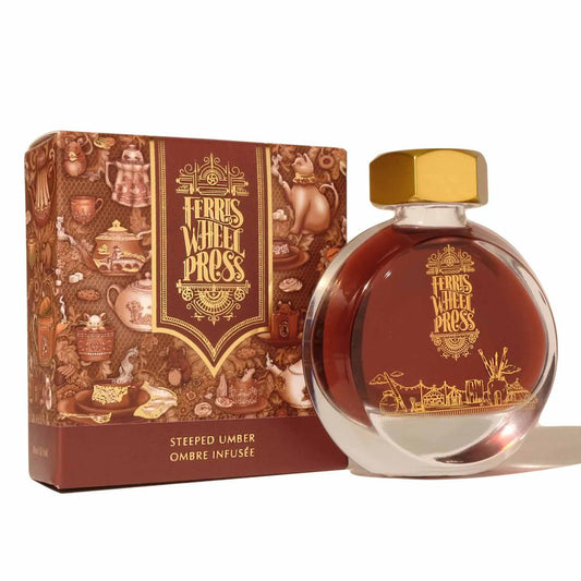 Ferris Wheel Press Steeped Umber cognac brown fountain pen ink bottle and box