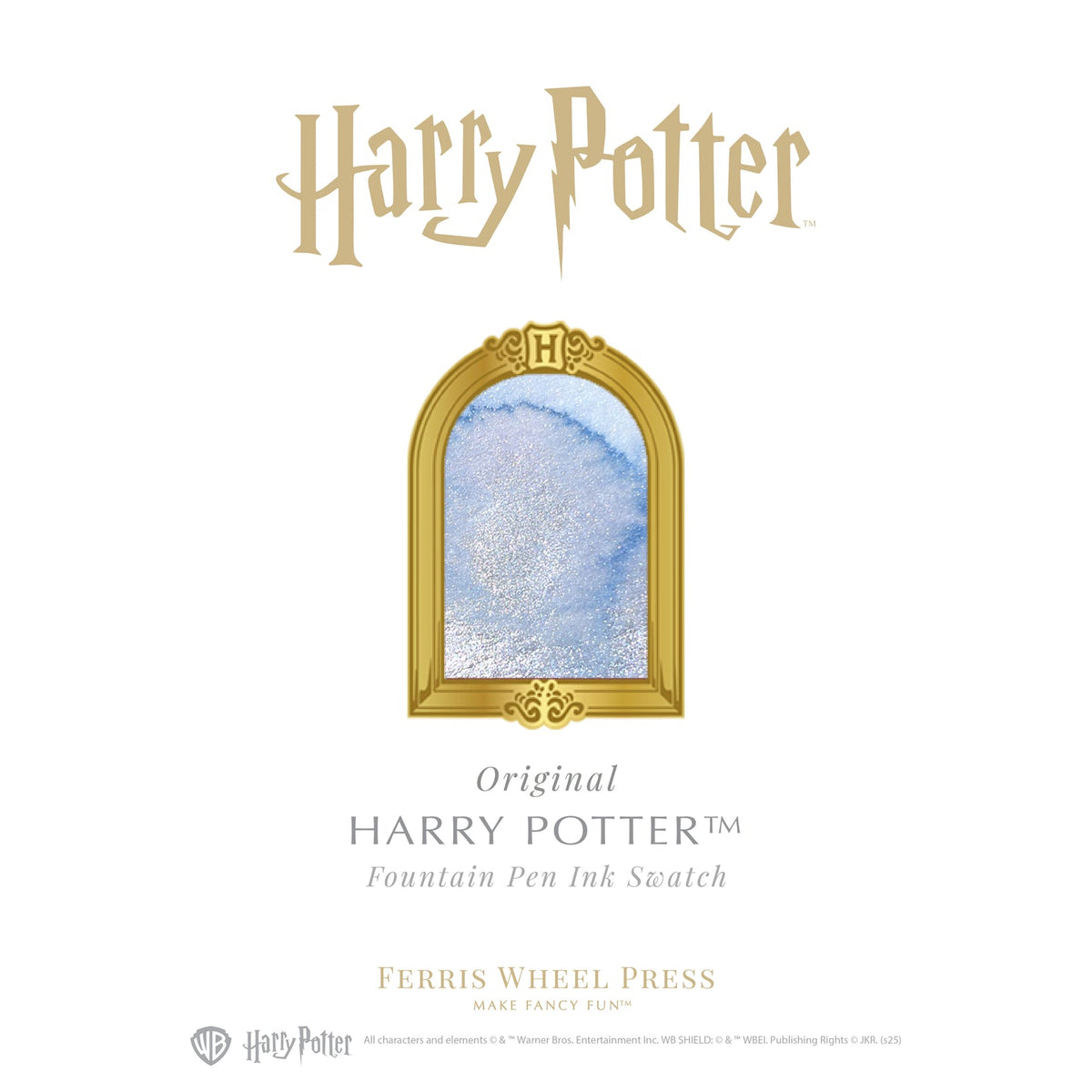 Harry Potter Patronus fountain pen ink swatch showing the 25th Anniversary shimmer ink color for bottle or 4 mL sample