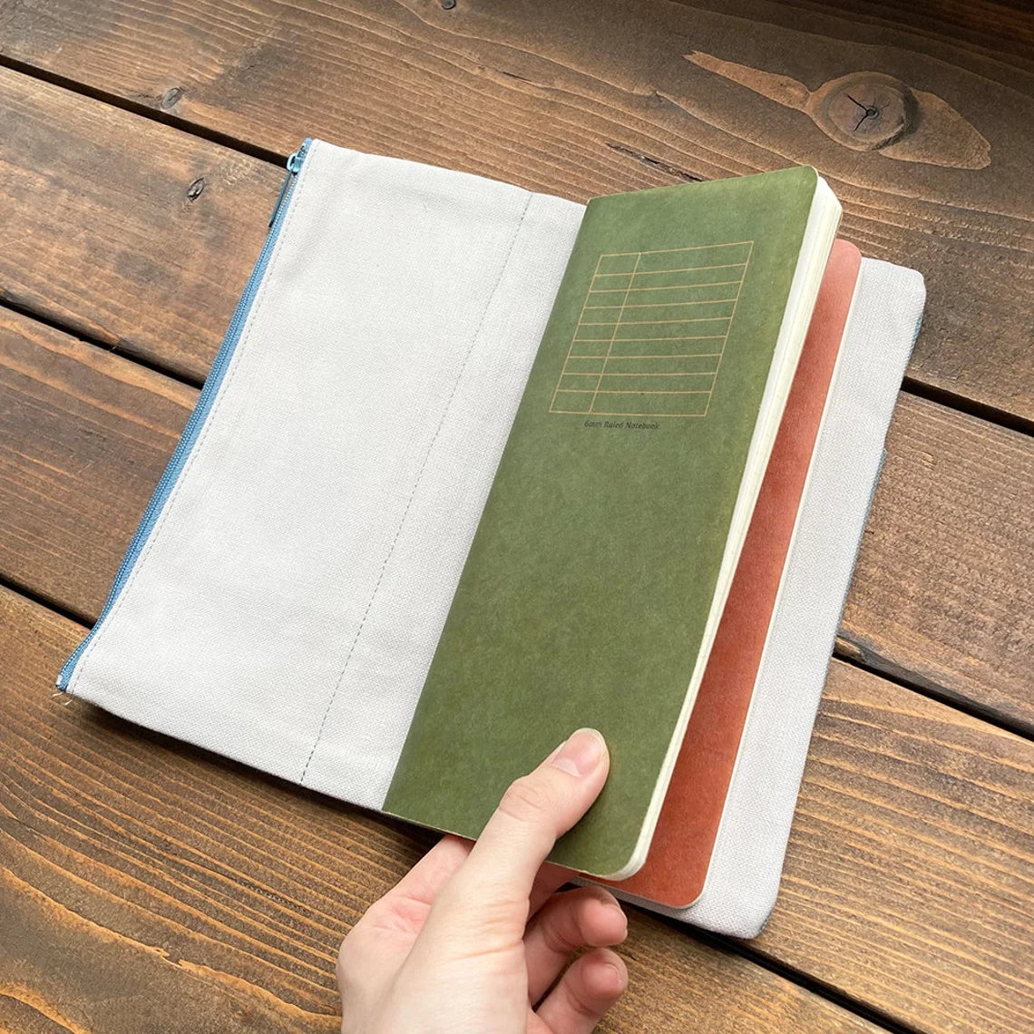 Yamamoto RO-BIKI NOTE CANVAS COVER in VINTAGE BLUE