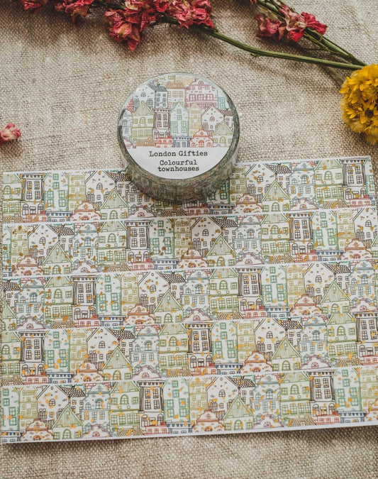 London Gifties Colourful townhouses washi tape image 1