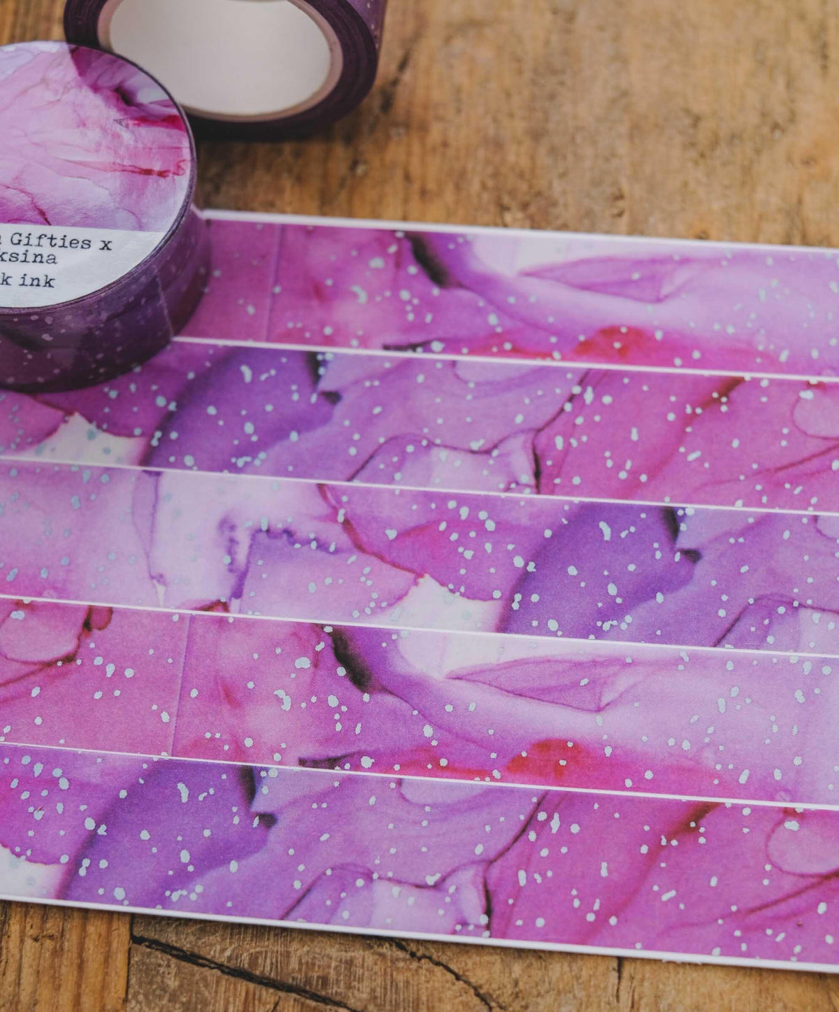 Pink Ink 2 cm holographic foil washi tape design and roll