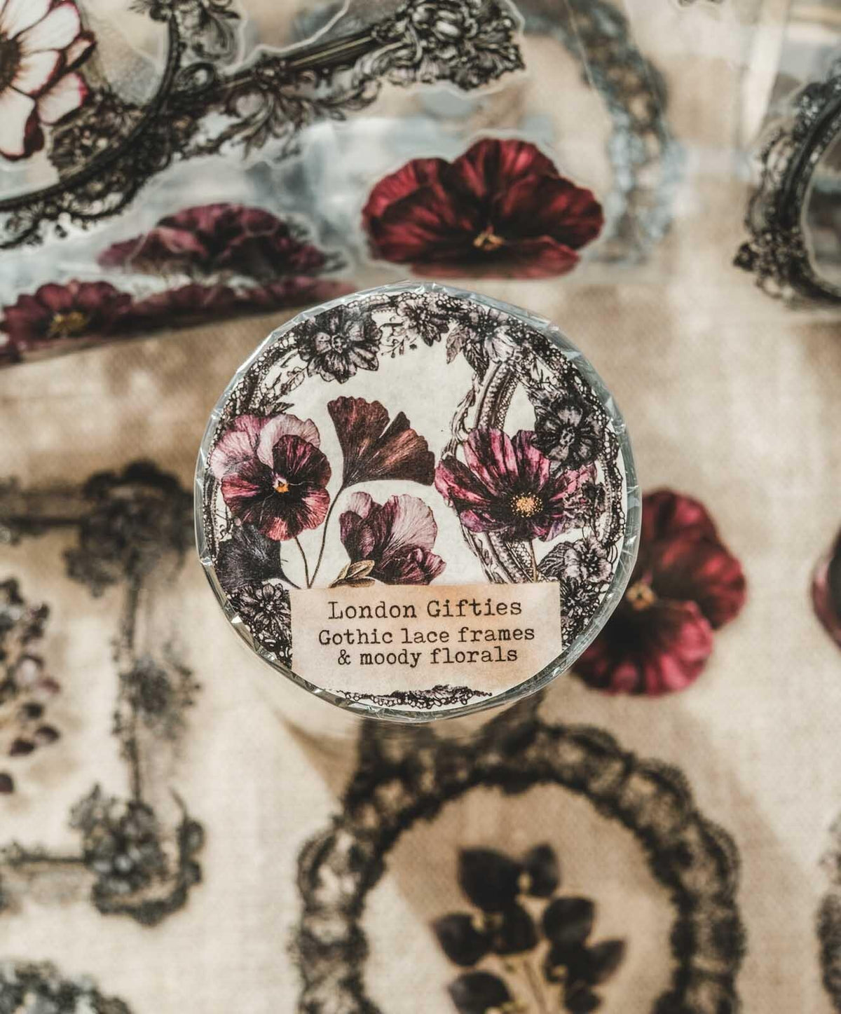 Gothic Lace Frames & Moody Florals London Gifties tape