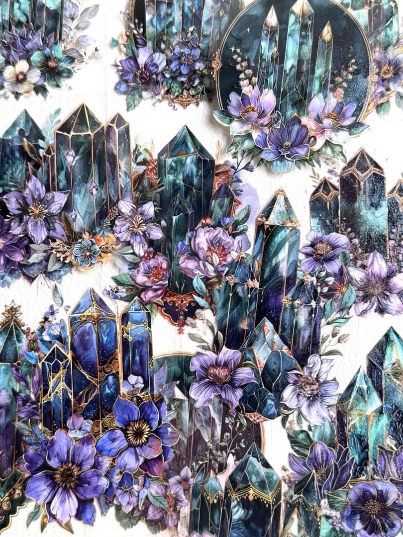 Green with Purple Crystals 6 cm PET tape — product image 1