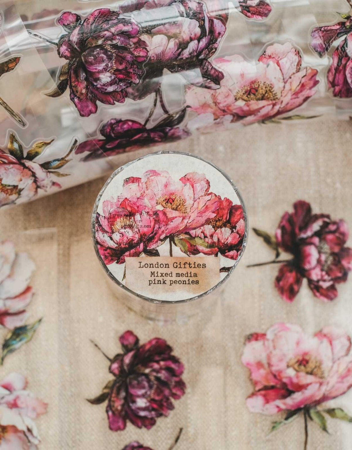 Mixed Media Pink Peonies London Gifties tape