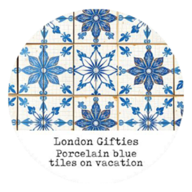 London Gifties Porcelain Blue Tiles on Vacation 2cm Washi Tape with Holographic Foil