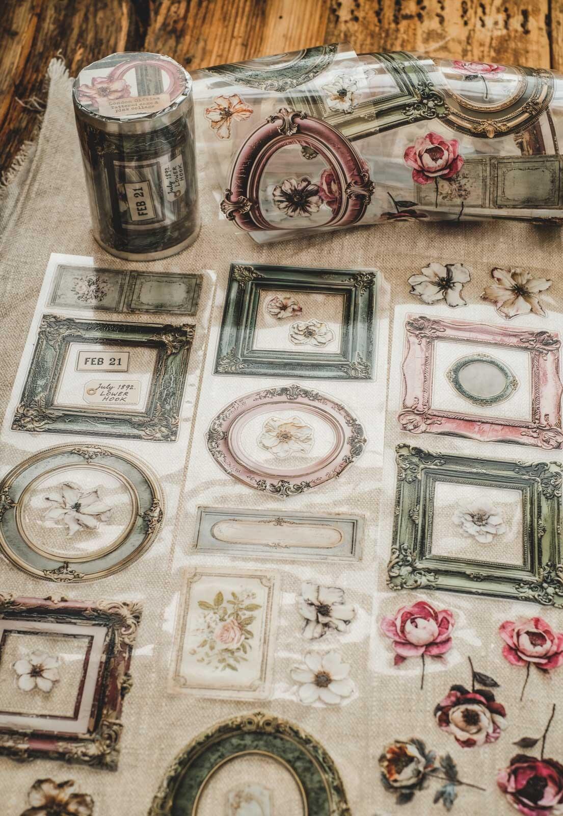 Tattered Sage & Pink Collage London Gifties tape