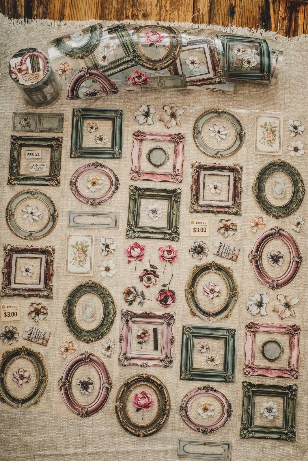 Tattered Sage & Pink Collage London Gifties tape