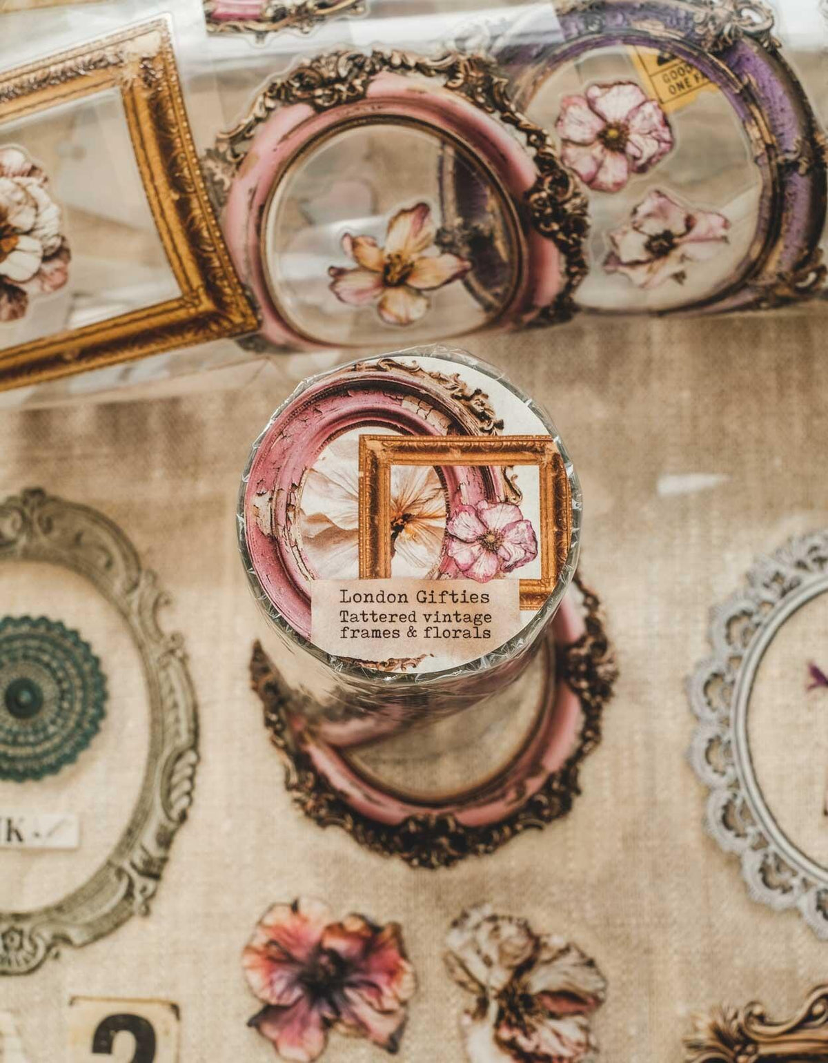 Tattered Vintage Frames & Florals London Gifties tape