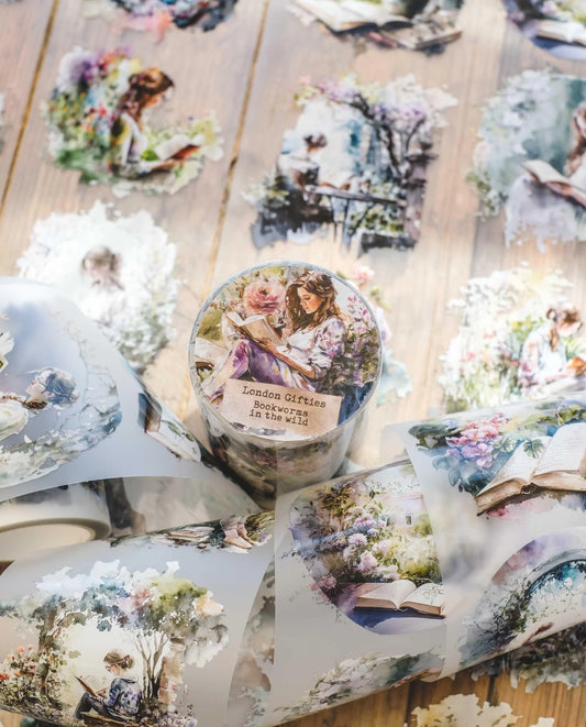 Bookworms in the Wild 7cm wide glossy 3D kiss-cut PET tape