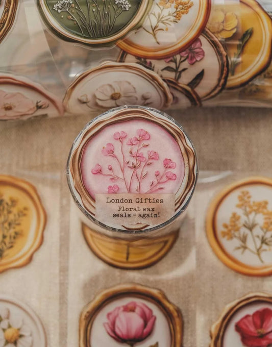 Floral Wax Seals - again! 6cm wide gloss kiss cut PET tape