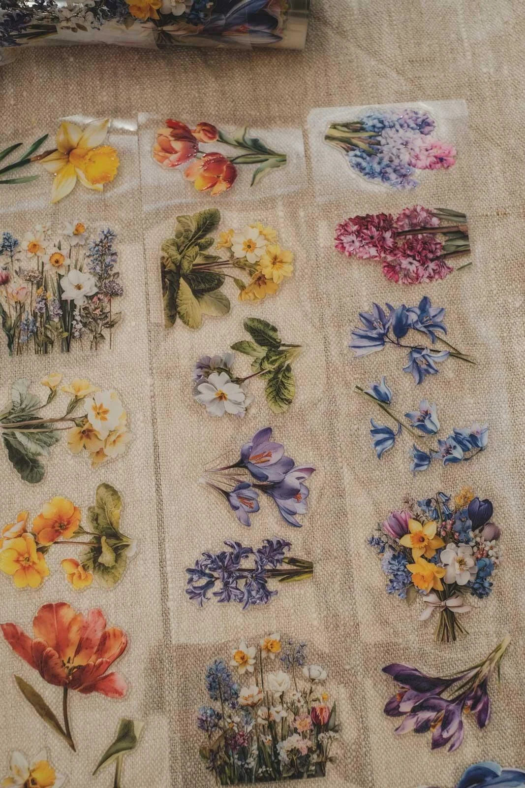 English Spring Florals - 6cm wide gloss kiss cut PET tape