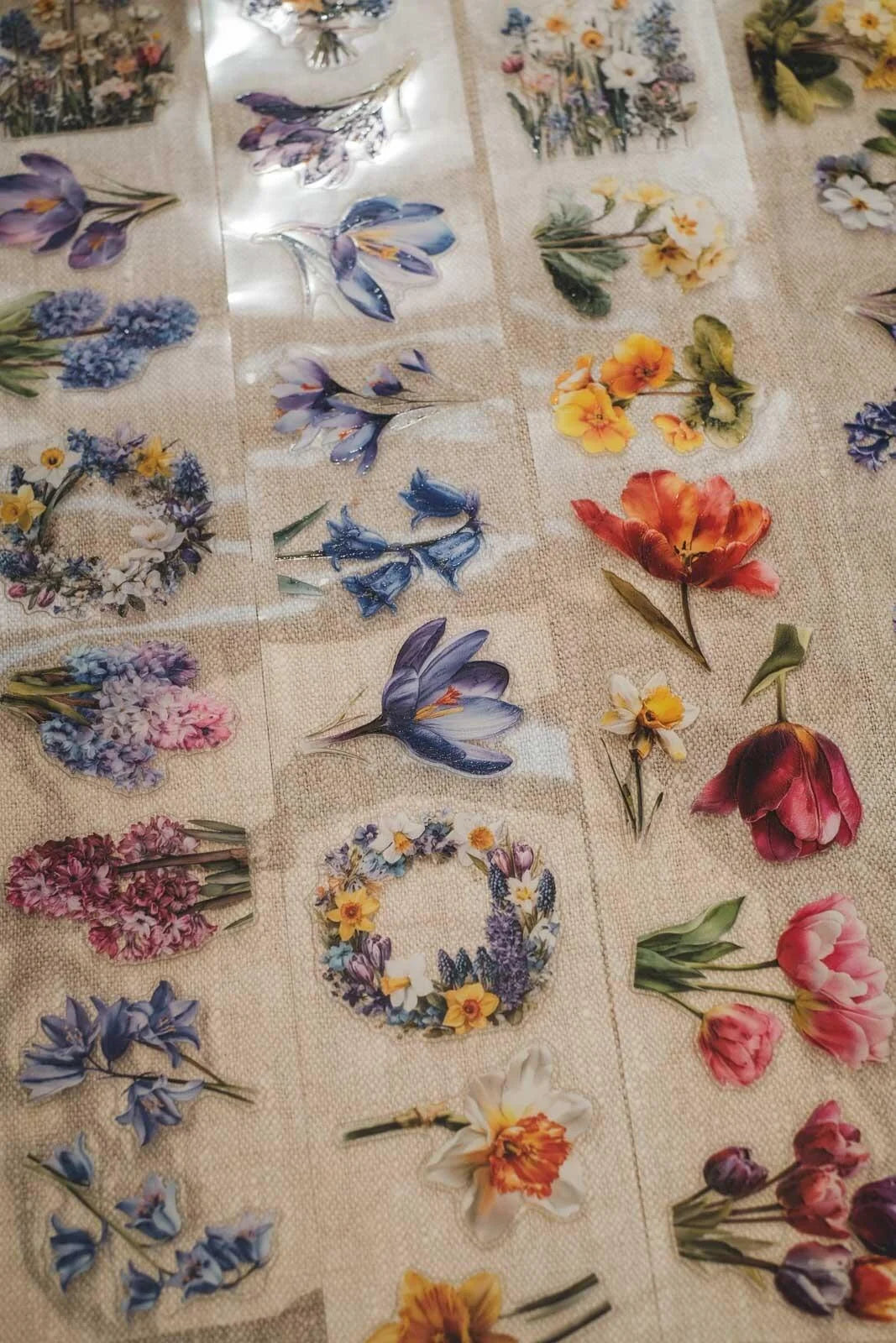 English Spring Florals - 6cm wide gloss kiss cut PET tape