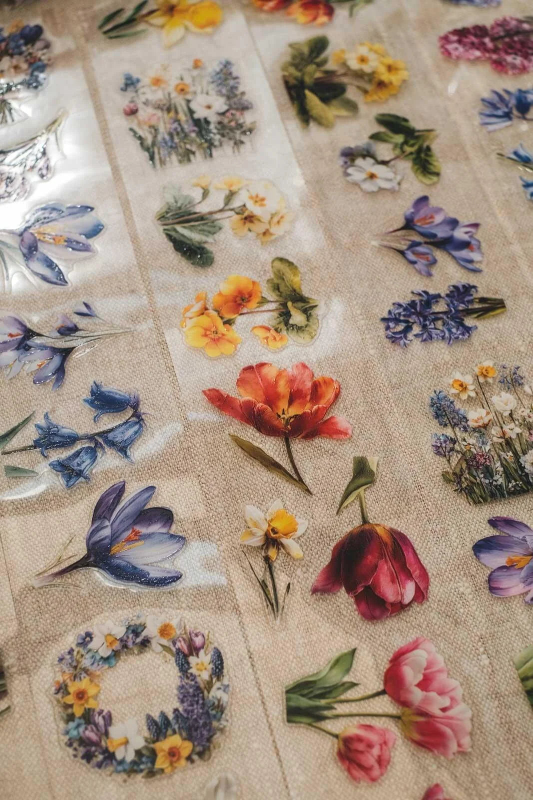 English Spring Florals - 6cm wide gloss kiss cut PET tape