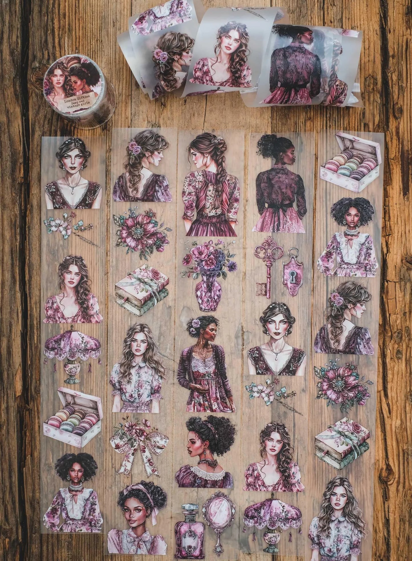 London Gifties Deep Red Vintage GIrls 6cm wide PET tape