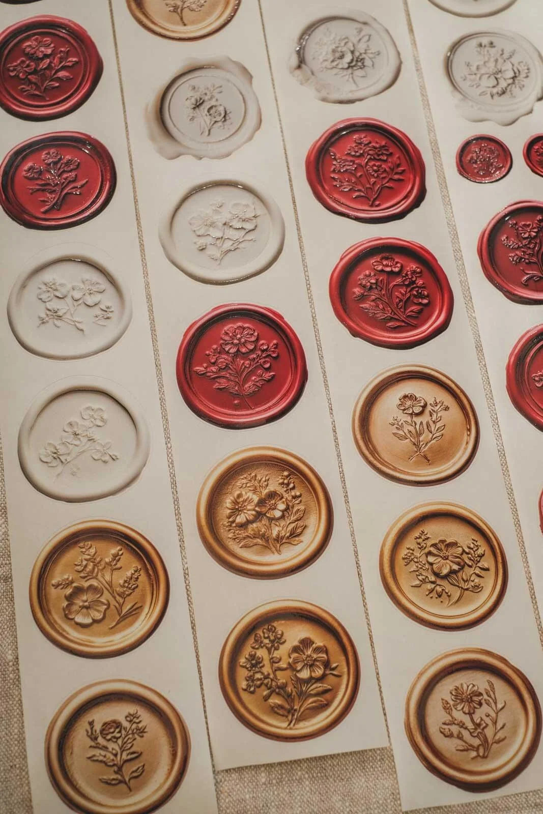Red, White & Gold Wax Seals 6cm wide glossy 3D kiss-cut Washi Tape