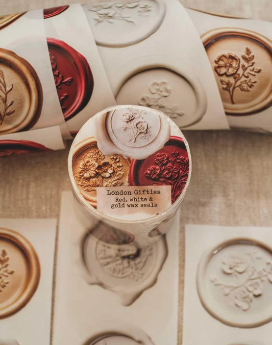 Red, White & Gold Wax Seals 6cm wide glossy 3D kiss-cut Washi Tape
