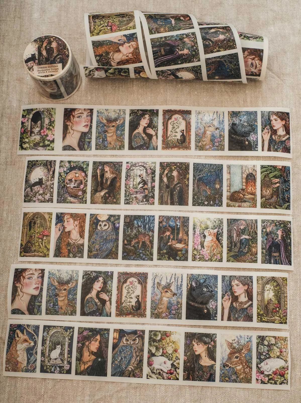 Enchanted Forest Girls & Animals 6cm wide glossy 3D kiss-cut Washi Tape