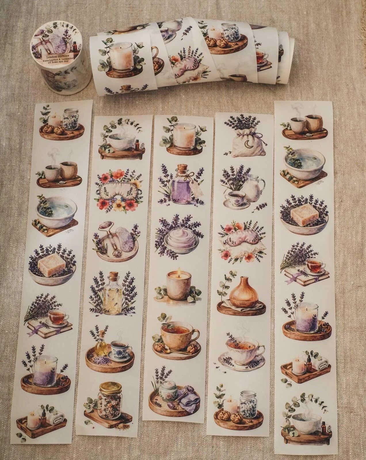 Eucalyptus & Lavender at Home Spa Day 6cm wide glossy 3D kiss-cut Washi Tape