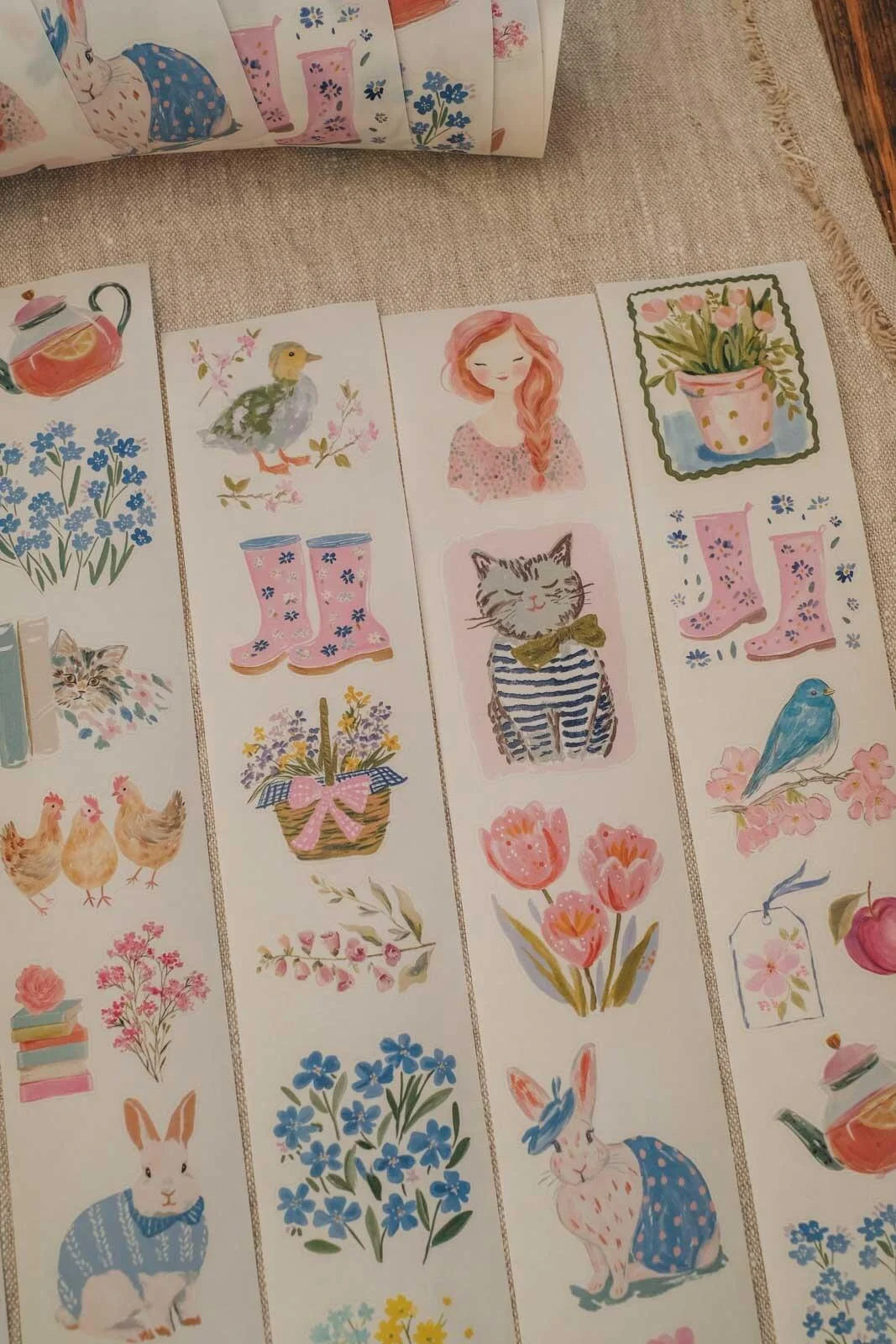 Cosy Tulip Cottage 6cm wide glossy 3D kiss-cut Washi Tape