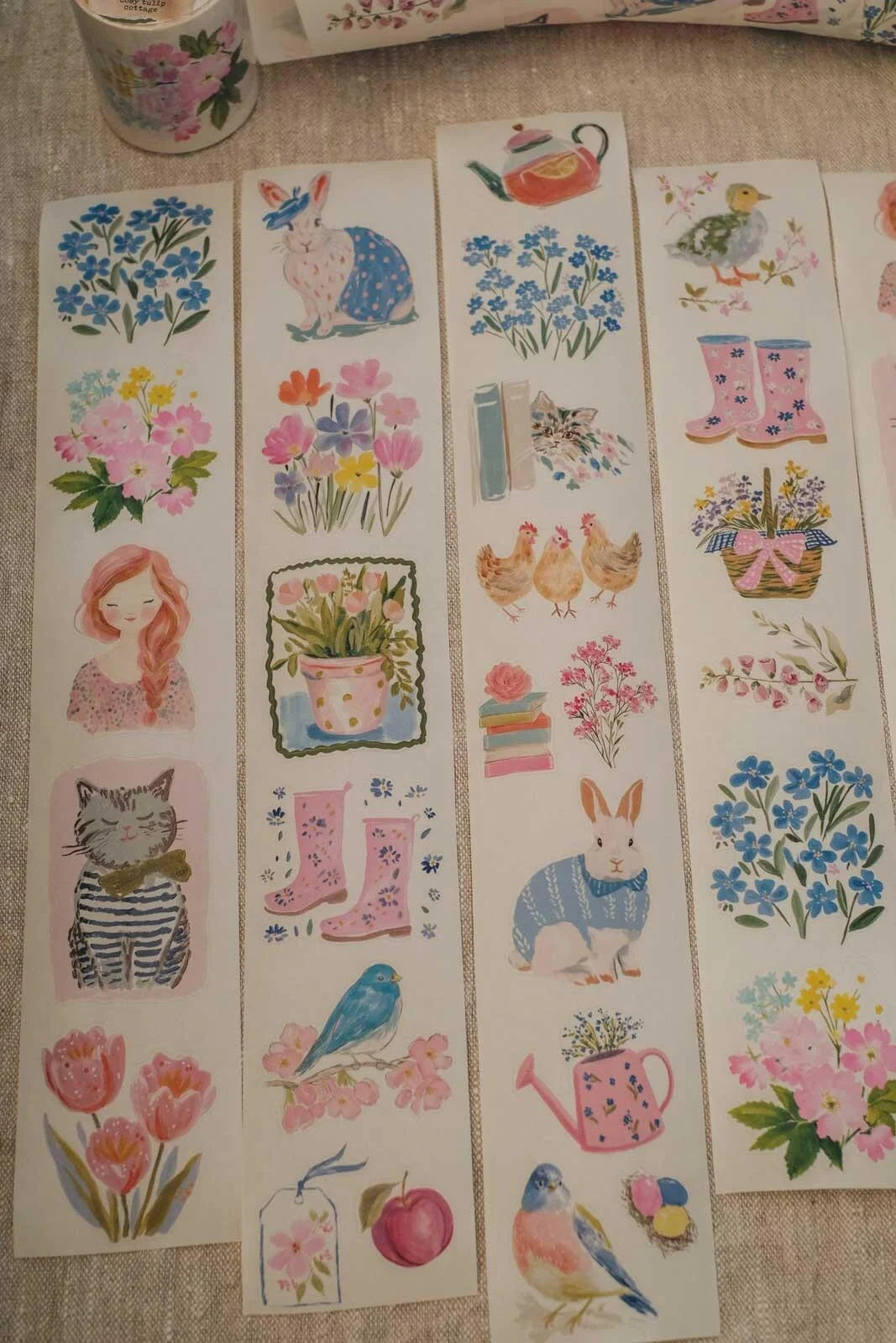 Cosy Tulip Cottage 6cm wide glossy 3D kiss-cut Washi Tape