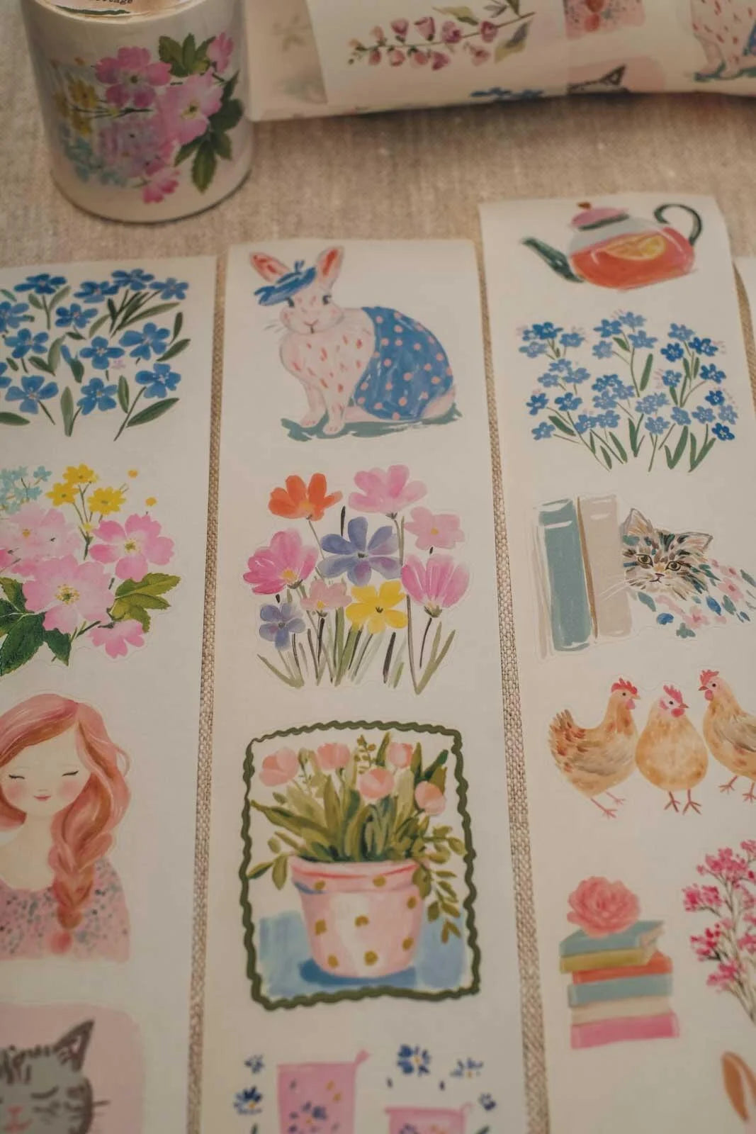 Cosy Tulip Cottage 6cm wide glossy 3D kiss-cut Washi Tape