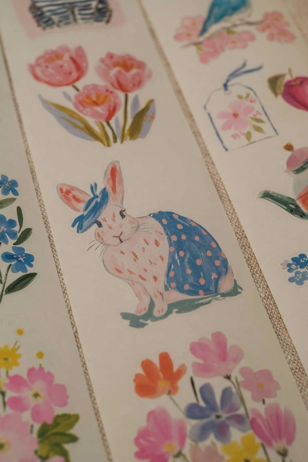 Cosy Tulip Cottage 6cm wide glossy 3D kiss-cut Washi Tape
