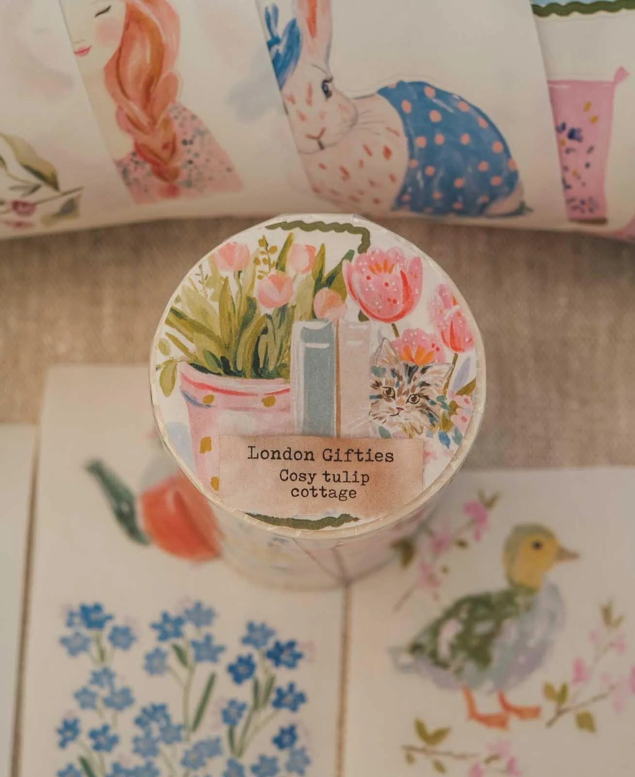 Cosy Tulip Cottage 6cm wide glossy 3D kiss-cut Washi Tape