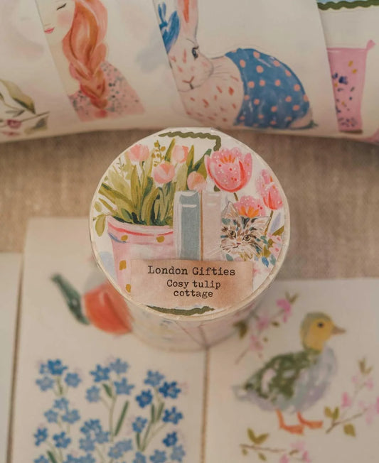 Cosy Tulip Cottage 6cm wide glossy 3D kiss-cut Washi Tape