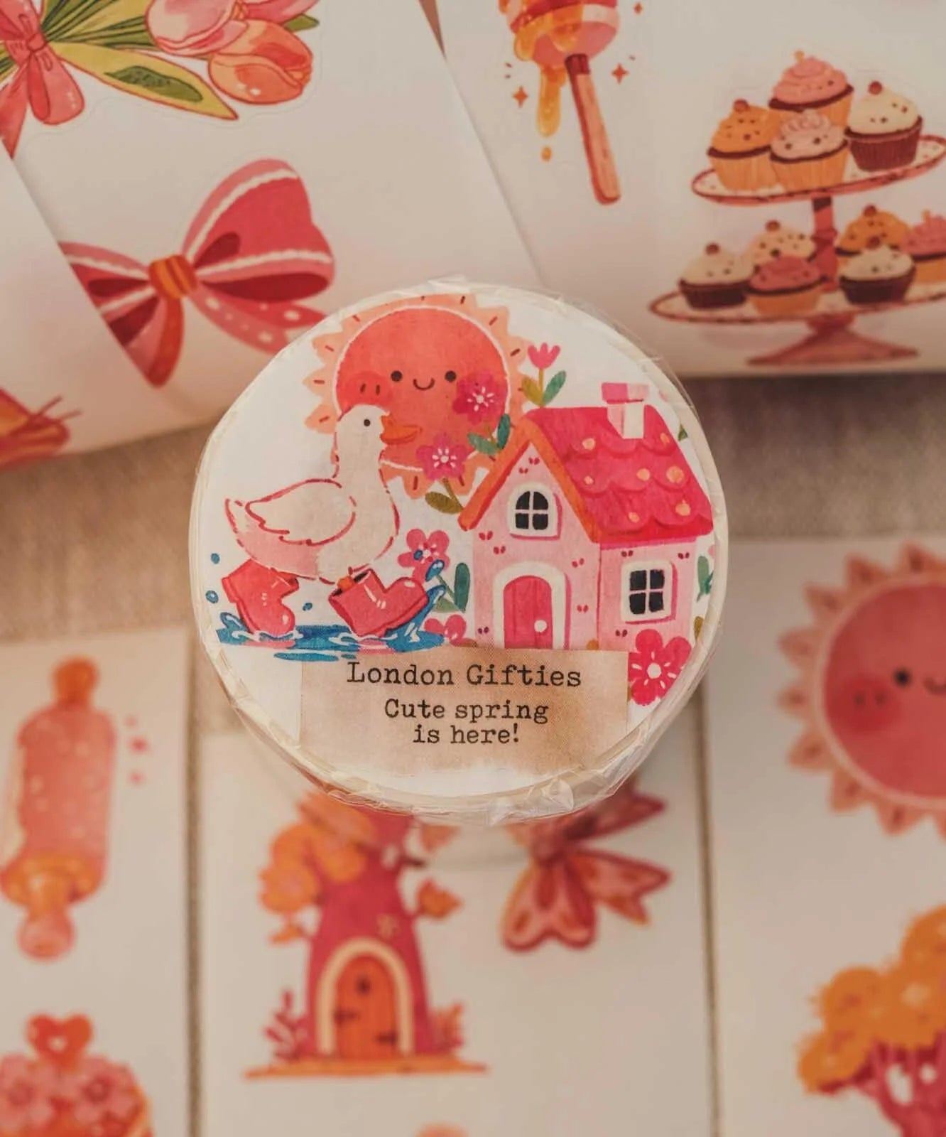 Cute Spring is Here! 6cm wide glossy 3D kiss-cut Washi Tape