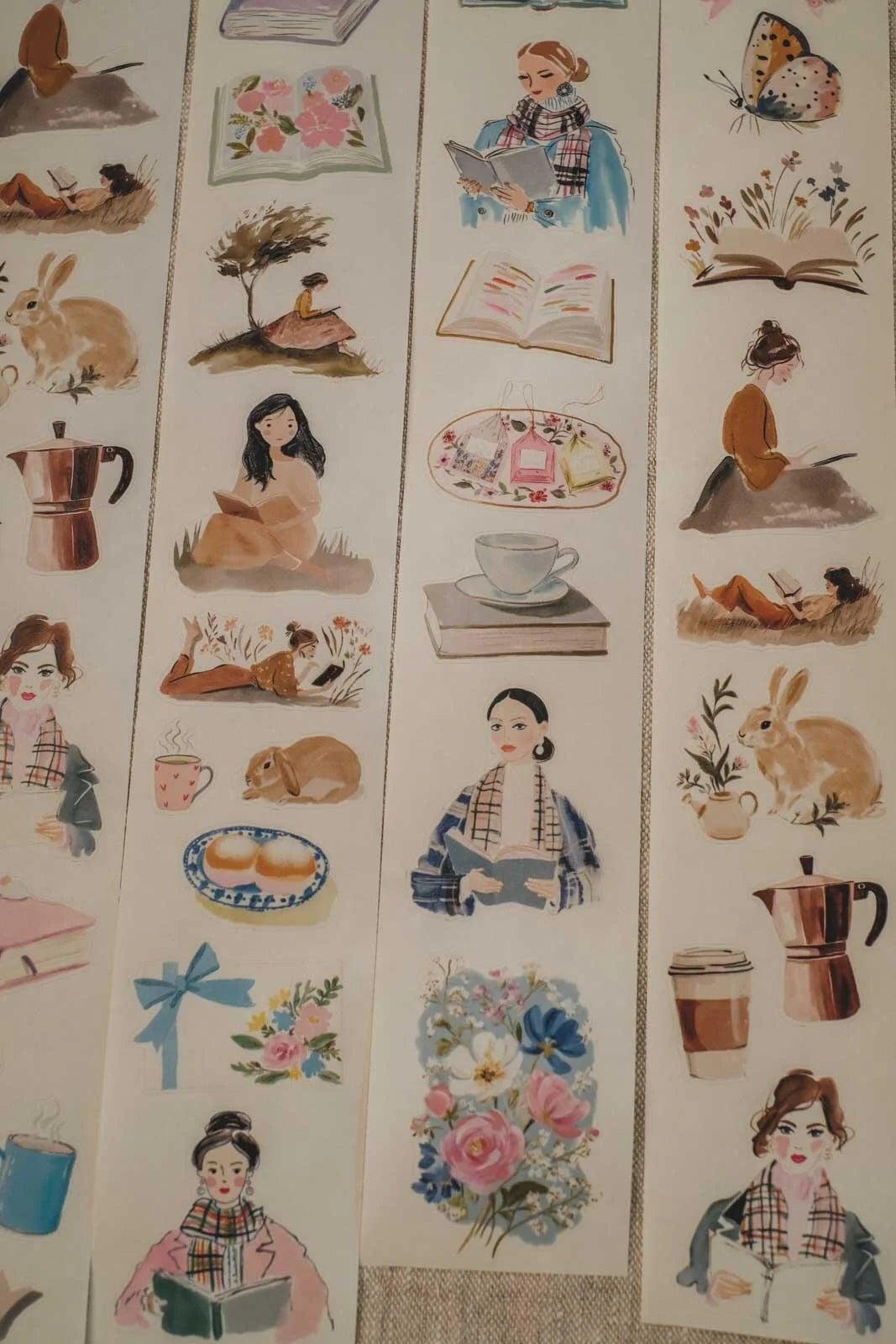 Well Read Girls 6cm wide glossy 3D kiss-cut Washi Tape